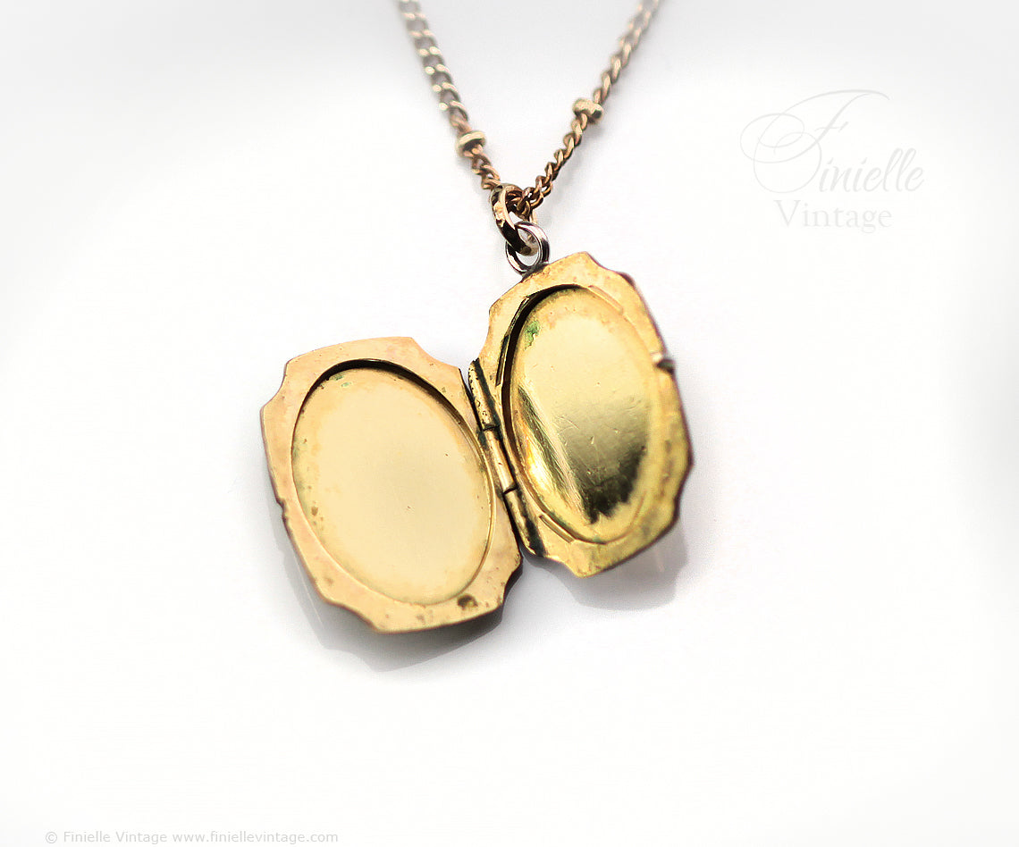 Vintage 1970s 12Ct Rolled Gold Engraved Ornate Floral 2 Photo Locket Pendant, 16.5" Necklace, 18Ct Gold Plated Chain, Unique Gift Jewellery