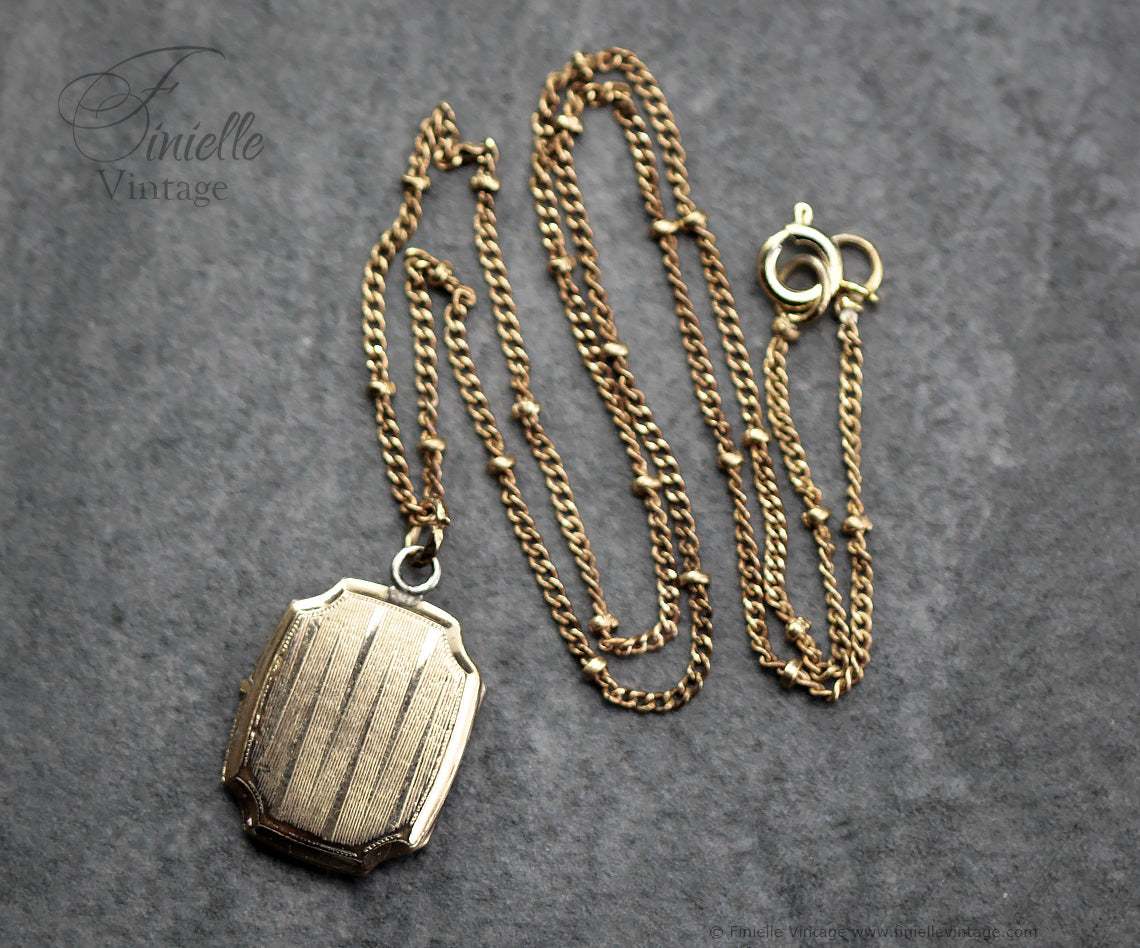 Vintage 1970s 12Ct Rolled Gold Engraved Ornate Floral 2 Photo Locket Pendant, 16.5" Necklace, 18Ct Gold Plated Chain, Unique Gift Jewellery