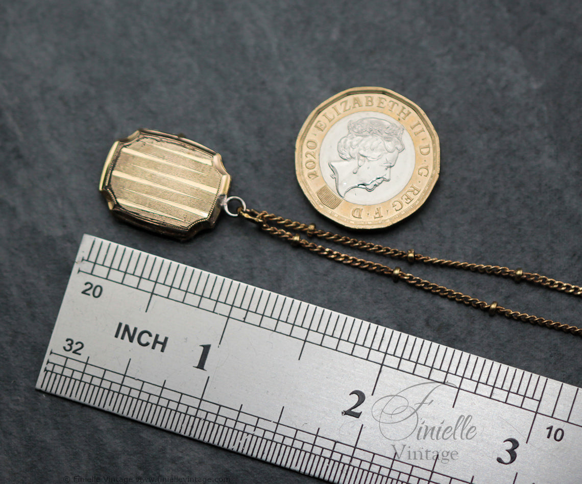 Vintage 1970s 12Ct Rolled Gold Engraved Ornate Floral 2 Photo Locket Pendant, 16.5" Necklace, 18Ct Gold Plated Chain, Unique Gift Jewellery