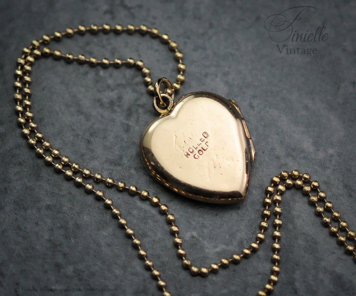 Antique Vintage, Victorian, 14CT Rolled Gold 1890s Heart Love Charm Locket Pendant Necklace, Yellow Gold Plated 18" Chain, Unique Gift