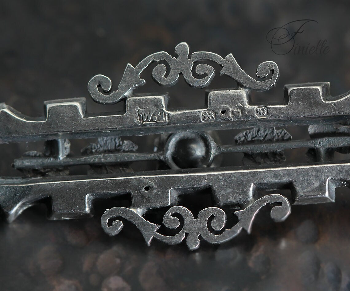 Sterling Silver and Rose Gold, Victorian 1898 Hallmarked | William Twigg | Birmingham, Floral Brooch, Antique Vintage Gift Jewelry Jewellery