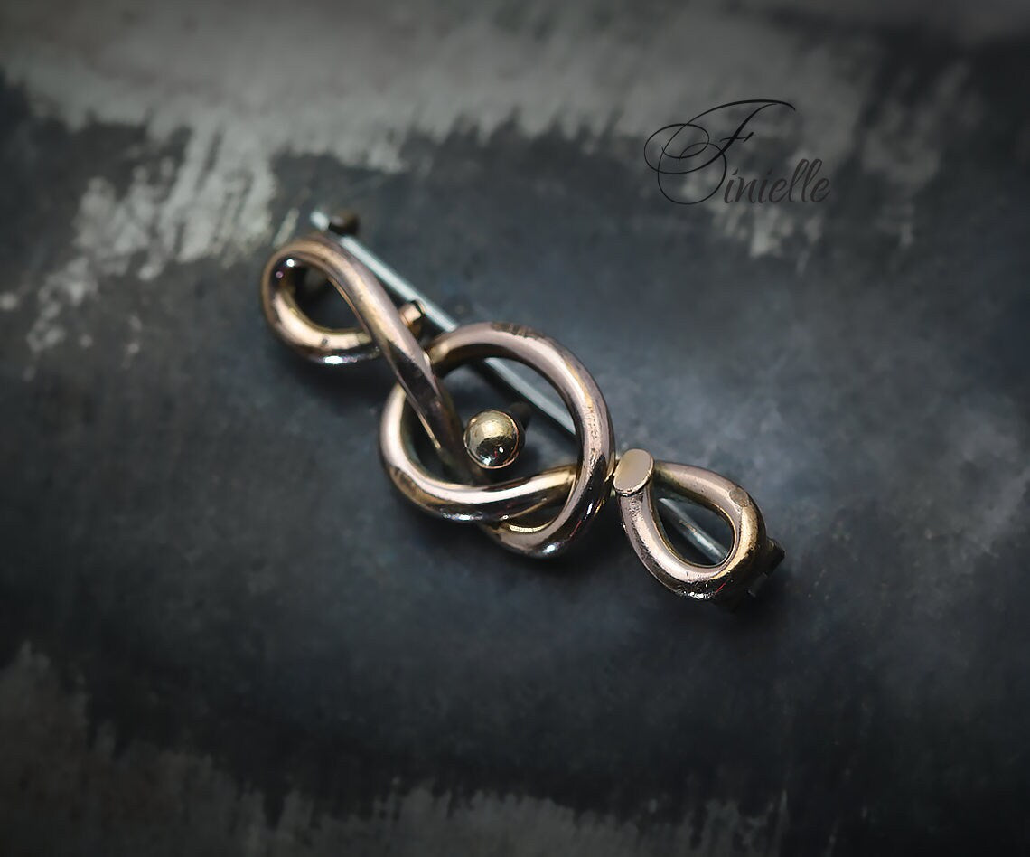 Antique Victorian Rolled Rose Gold, Eternal Love Celtic Style Love Knot Small Brooch, Gold-tone Vintage Jewellery, Jewelry, Gift for Women