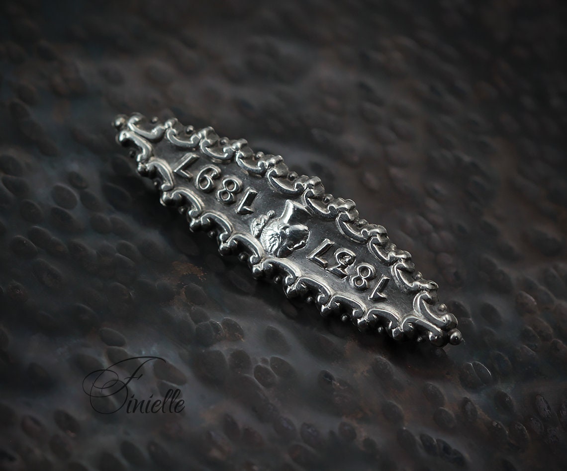 Sterling Silver Victorian 1896 | Queen Victoria Diamond Jubilee Souvenir Brooch | Hallmarked Birmingham Antique Vintage Jewelry Jewellery