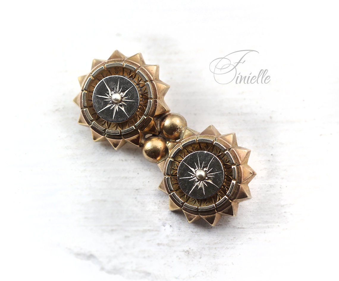 Antique Victorian Etruscan Revival Gold and Silver Plated Brooch Pin, Seed Pearls, Vintage jewelry jewellery