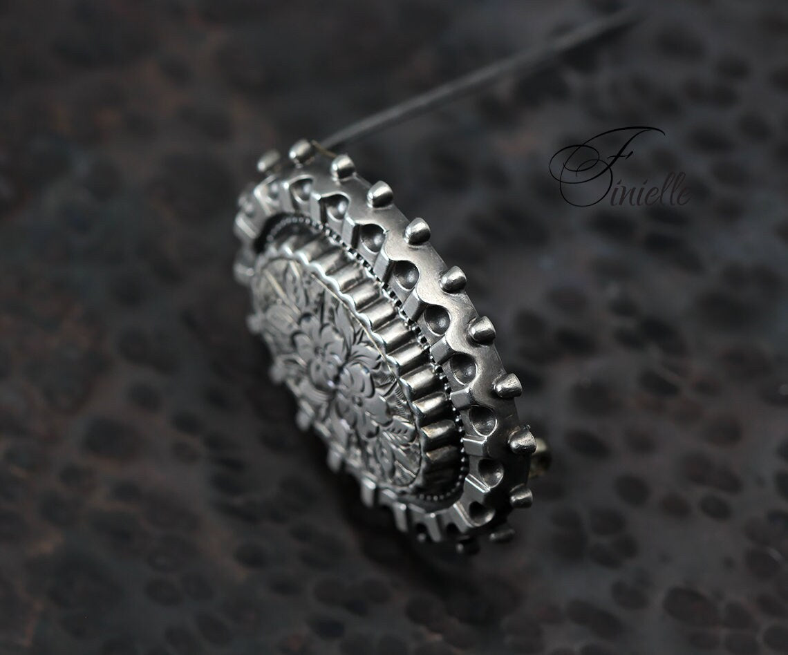 Sterling Silver Aesthetic Victorian Floral Brooch | Romantic, Sweetheart Vintage Brooch | Antique Gift Jewelry Jewellery