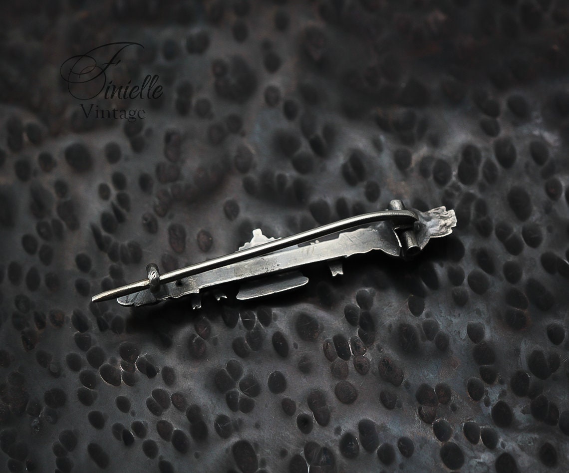 Sterling Silver Victorian 1837 | Queen Victoria Coronation Sceptre & Crown 'V R' Brooch | Antique Vintage Jewelry Jewellery | Rare Item