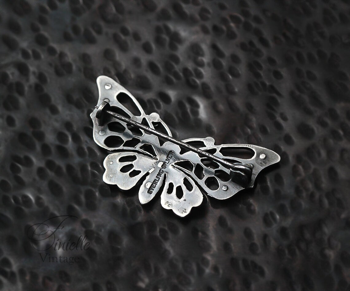 Sterling Silver Vintage 1920-1930s Butterfly Brooch | Vintage Jewelry Jewellery | Edwardian Style Brooch | Gift For Women