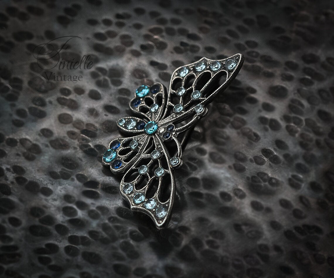 Sterling Silver Vintage 1920-1930s Butterfly Brooch | Vintage Jewelry Jewellery | Edwardian Style Brooch | Gift For Women