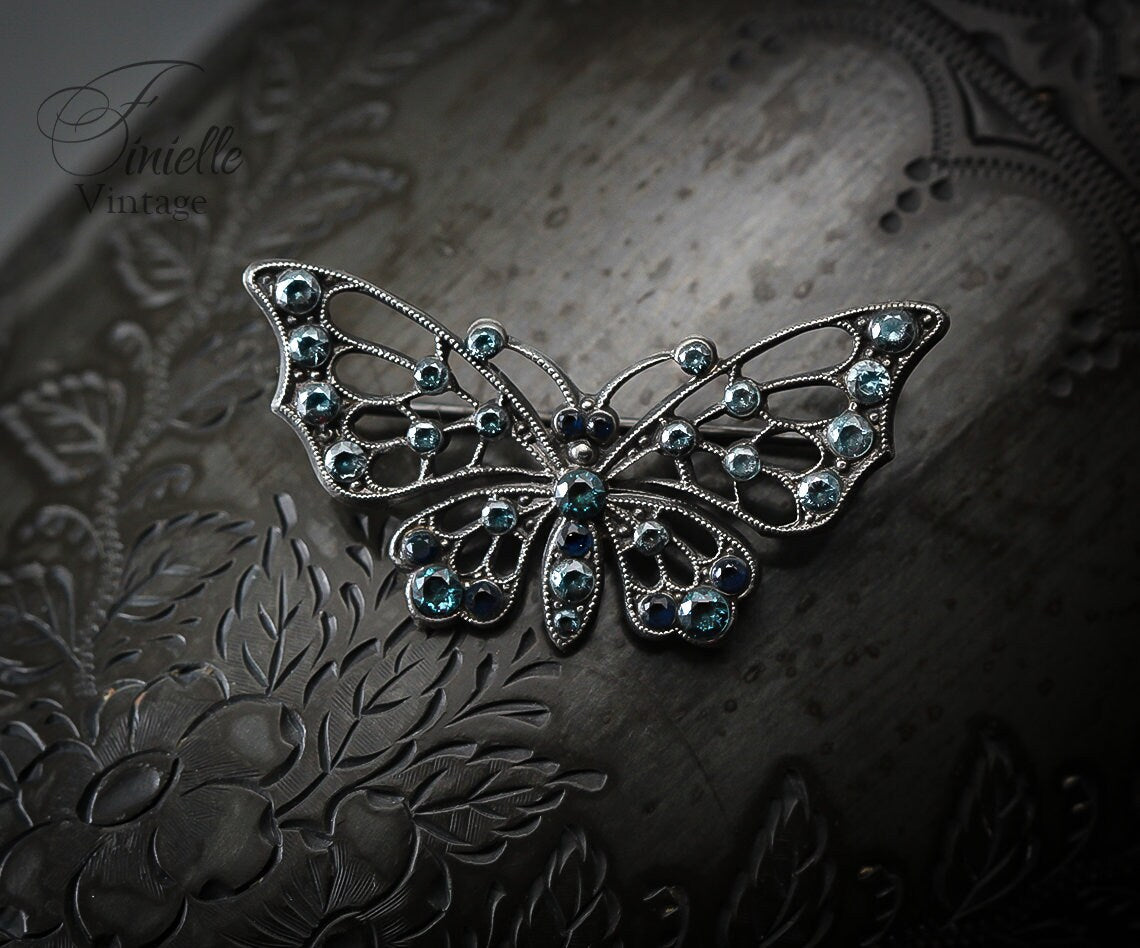 Sterling Silver Vintage 1920-1930s Butterfly Brooch | Vintage Jewelry Jewellery | Edwardian Style Brooch | Gift For Women