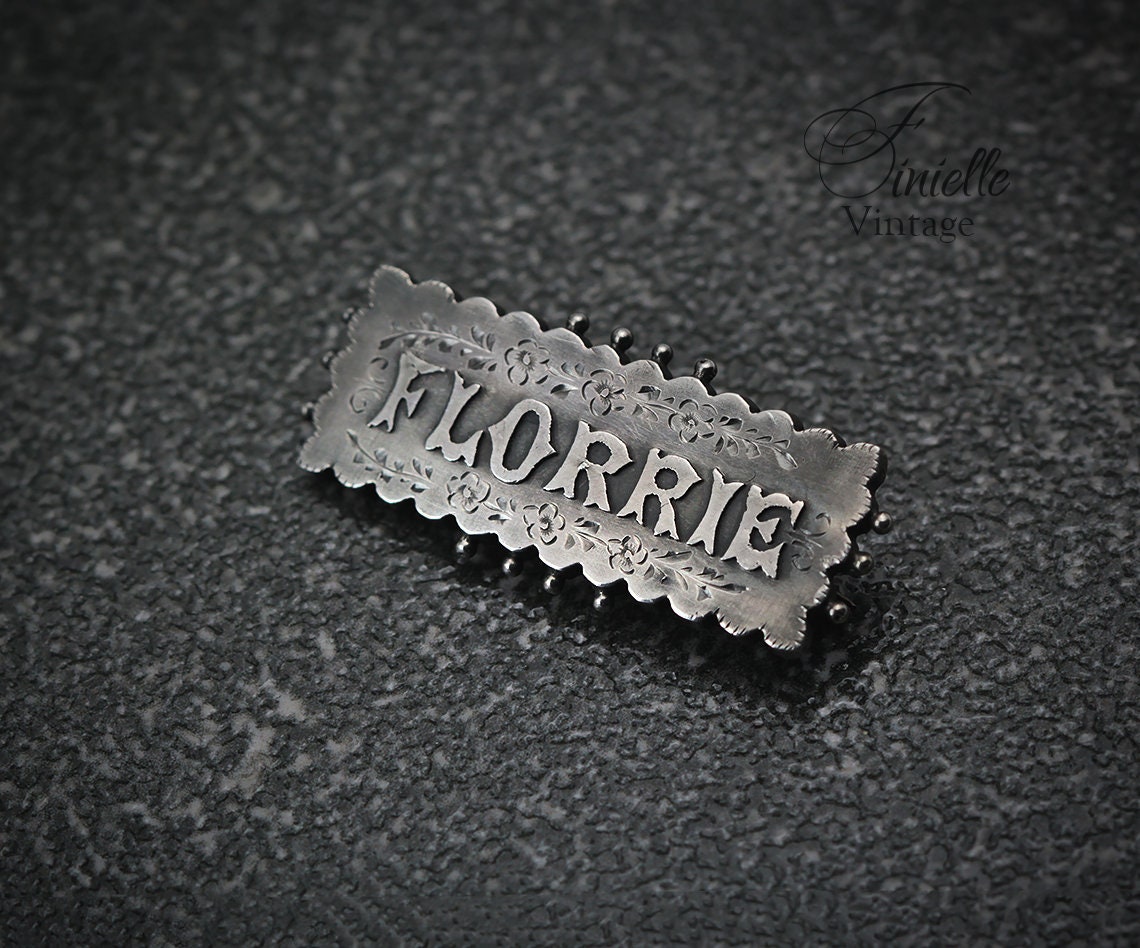 Sterling Silver 1889 Hallmarked Victorian Name FLORRIE Brooch | Albert Sydenham | Birmingham, Antique Vintage Gift Jewelry Jewellery