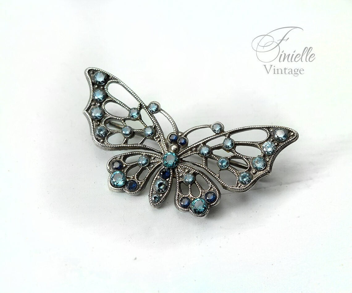 Sterling Silver Vintage 1920-1930s Butterfly Brooch | Vintage Jewelry Jewellery | Edwardian Style Brooch | Gift For Women