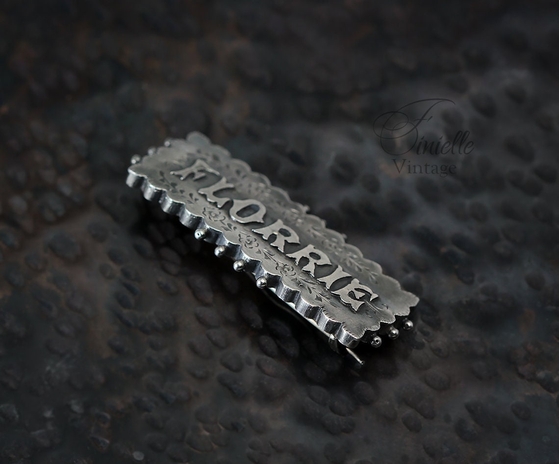 Sterling Silver 1889 Hallmarked Victorian Name FLORRIE Brooch | Albert Sydenham | Birmingham, Antique Vintage Gift Jewelry Jewellery