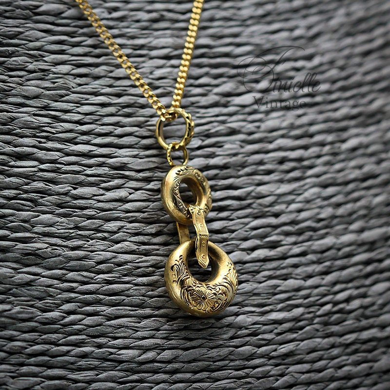 Unique Antique Vintage Ornate Earring Pendant, Minimalist Necklace, Repurposed One, Antique 24K Gold Plated, Gift for Women