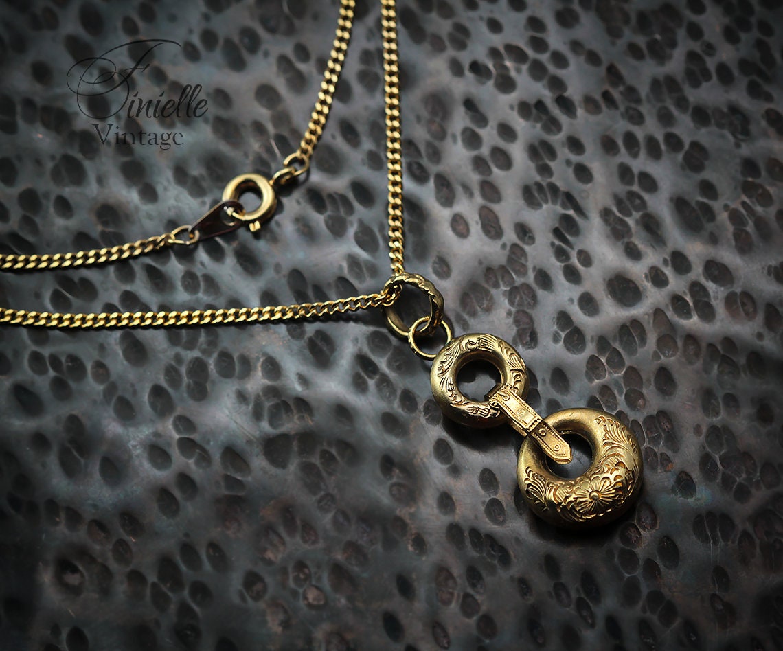 Unique Antique Vintage Ornate Earring Pendant, Minimalist Necklace, Repurposed One, Antique 24K Gold Plated, Gift for Women
