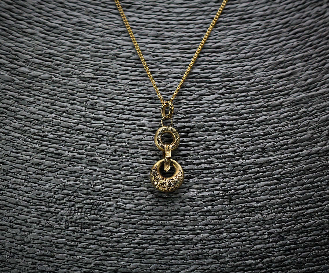 Unique Antique Vintage Ornate Earring Pendant, Minimalist Necklace, Repurposed One, Antique 24K Gold Plated, Gift for Women
