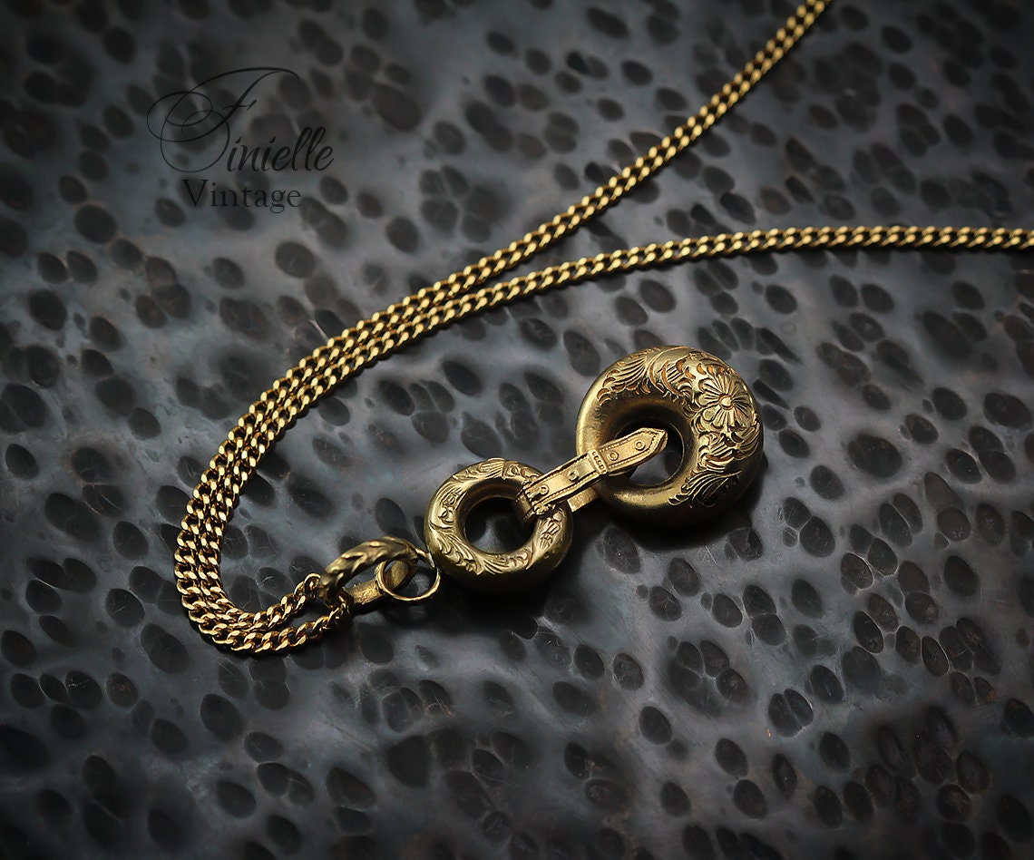Unique Antique Vintage Ornate Earring Pendant, Minimalist Necklace, Repurposed One, Antique 24K Gold Plated, Gift for Women