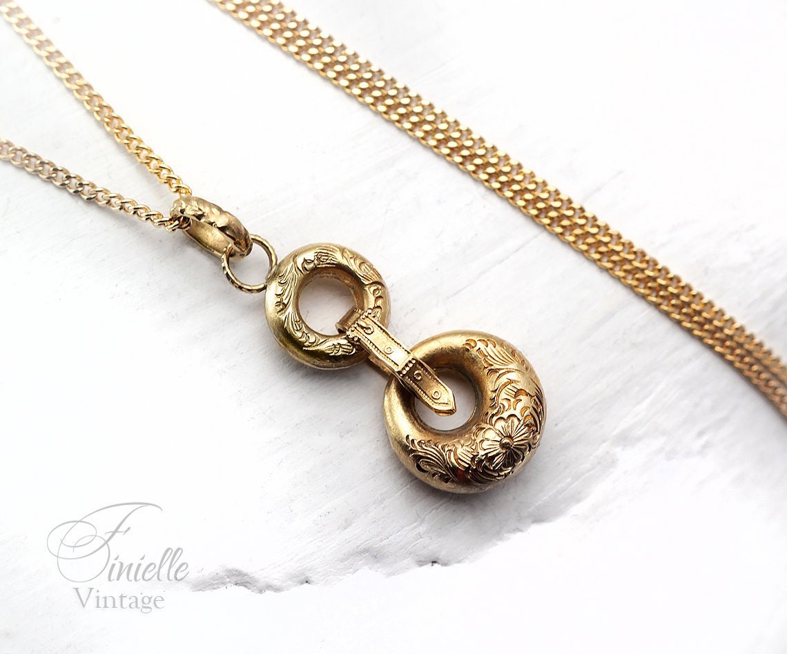 Unique Antique Vintage Ornate Earring Pendant, Minimalist Necklace, Repurposed One, Antique 24K Gold Plated, Gift for Women