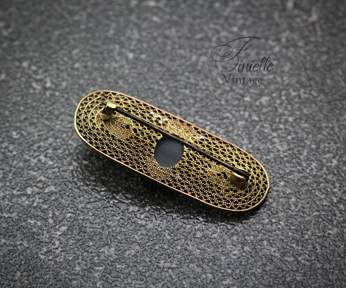 Art Deco 1920-1930's Brooch, Gold Plated, Vintage Czech, Purple Amethyst Glass Rhinestones, Filigree Brooch Pin, Antique Jewellery Jewelry