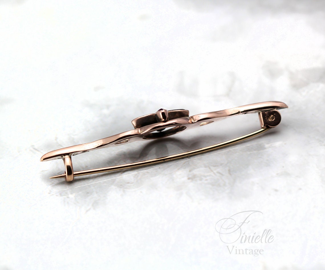 Antique Circa 1910 Edwardian Rose Gold Plated Brooch, Amethyst Purple Rhinestones, Unique Gift, Antique Jewelry Jewellery