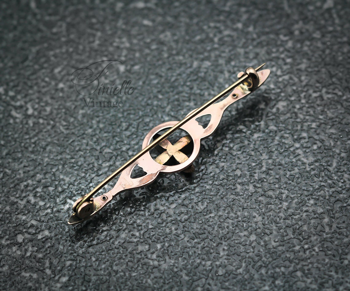 Antique Circa 1910 Edwardian Rose Gold Plated Brooch, Amethyst Purple Rhinestones, Unique Gift, Antique Jewelry Jewellery