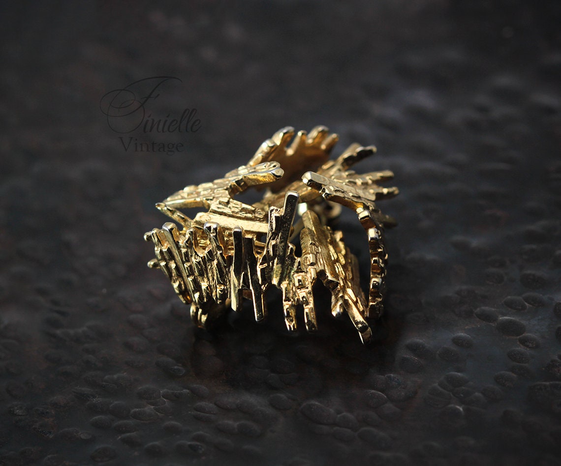 RARE Vintage Mid-century, Germany 1960's, Henkel Grosse, Dior, Abstract Modernist Brooch, Gold Plated, Gold Tone Unique Jewelry Jewellery