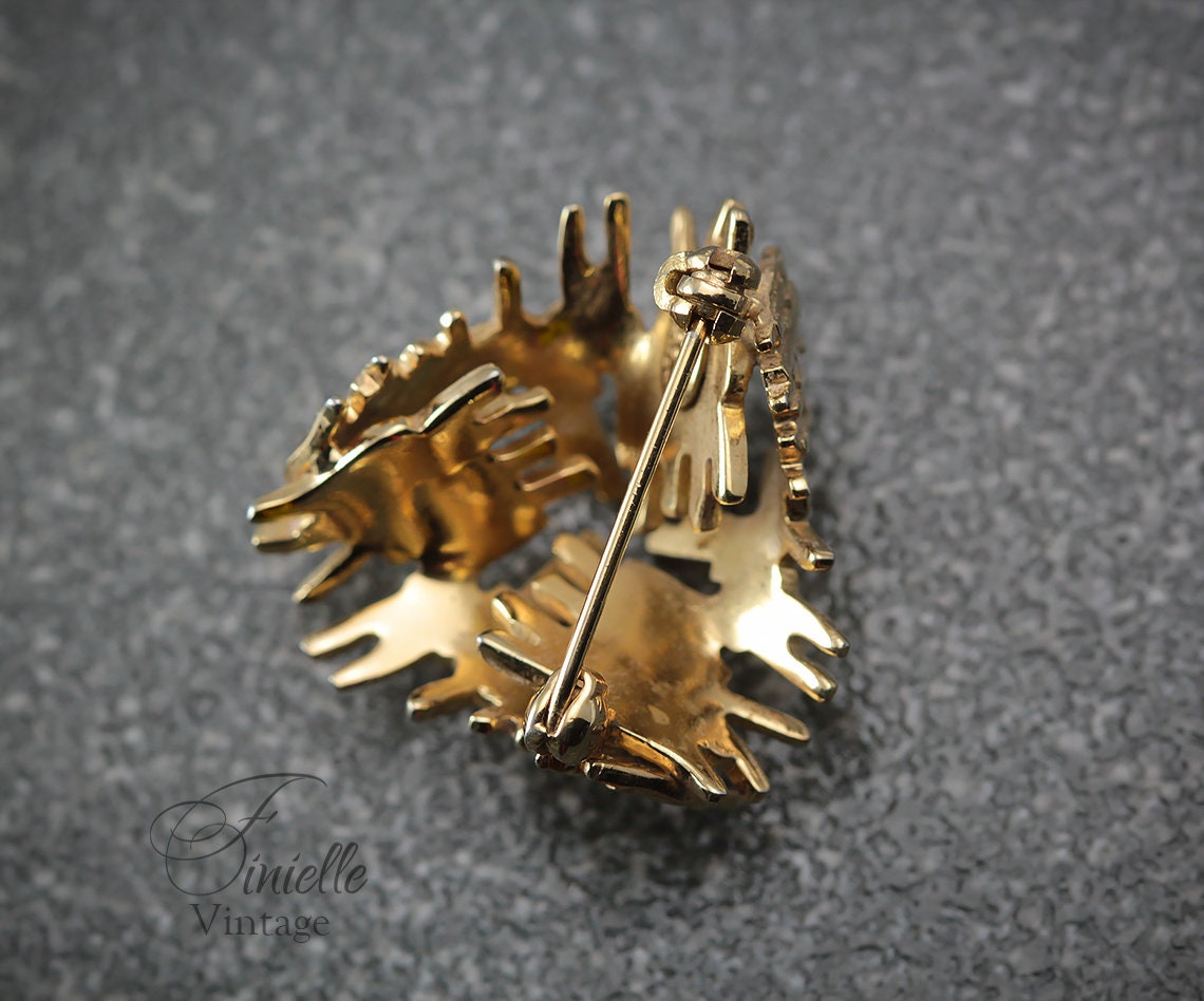 RARE Vintage Mid-century, Germany 1960's, Henkel Grosse, Dior, Abstract Modernist Brooch, Gold Plated, Gold Tone Unique Jewelry Jewellery