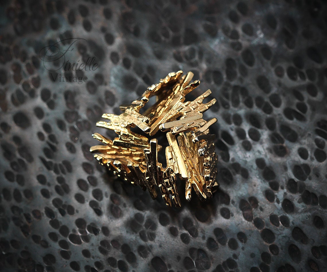 RARE Vintage Mid-century, Germany 1960's, Henkel Grosse, Dior, Abstract Modernist Brooch, Gold Plated, Gold Tone Unique Jewelry Jewellery