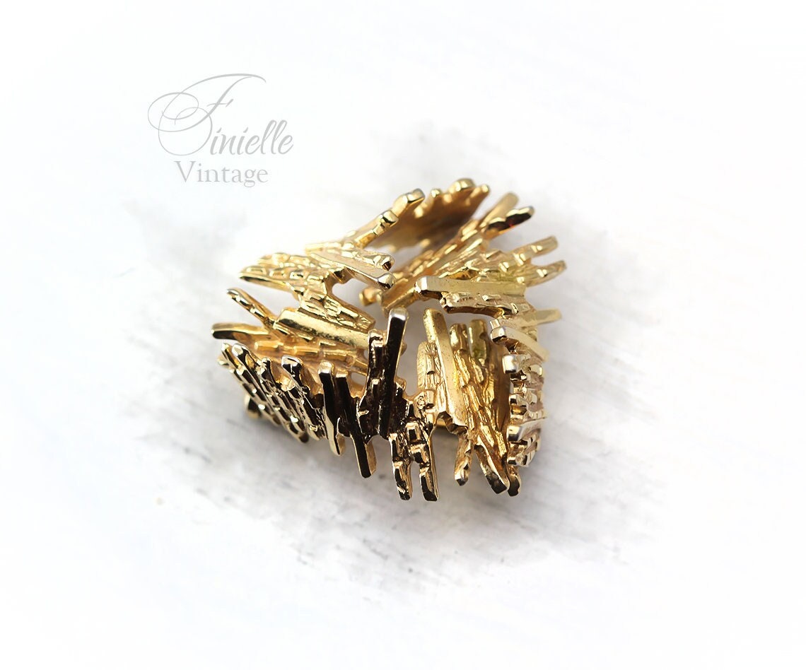 RARE Vintage Mid-century, Germany 1960's, Henkel Grosse, Dior, Abstract Modernist Brooch, Gold Plated, Gold Tone Unique Jewelry Jewellery