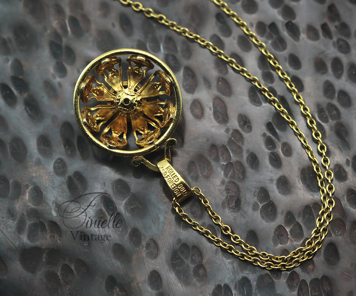 Antique 1915-1920 Andreas Daub, Art Deco Rolled Gold Pendant Necklace, Natural Citrine, Unique Jewelry Jewellery, Gift for Woman