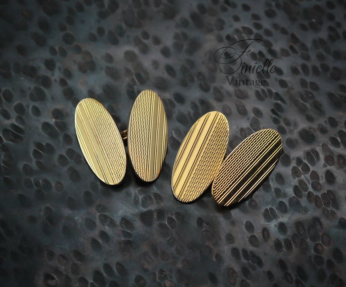 Vintage 1980s Men’s Rolled Gold Cuff Links, Gift for Him, Men Suit Accessory, Yellow Tone Vintage Jewelry Jewellery