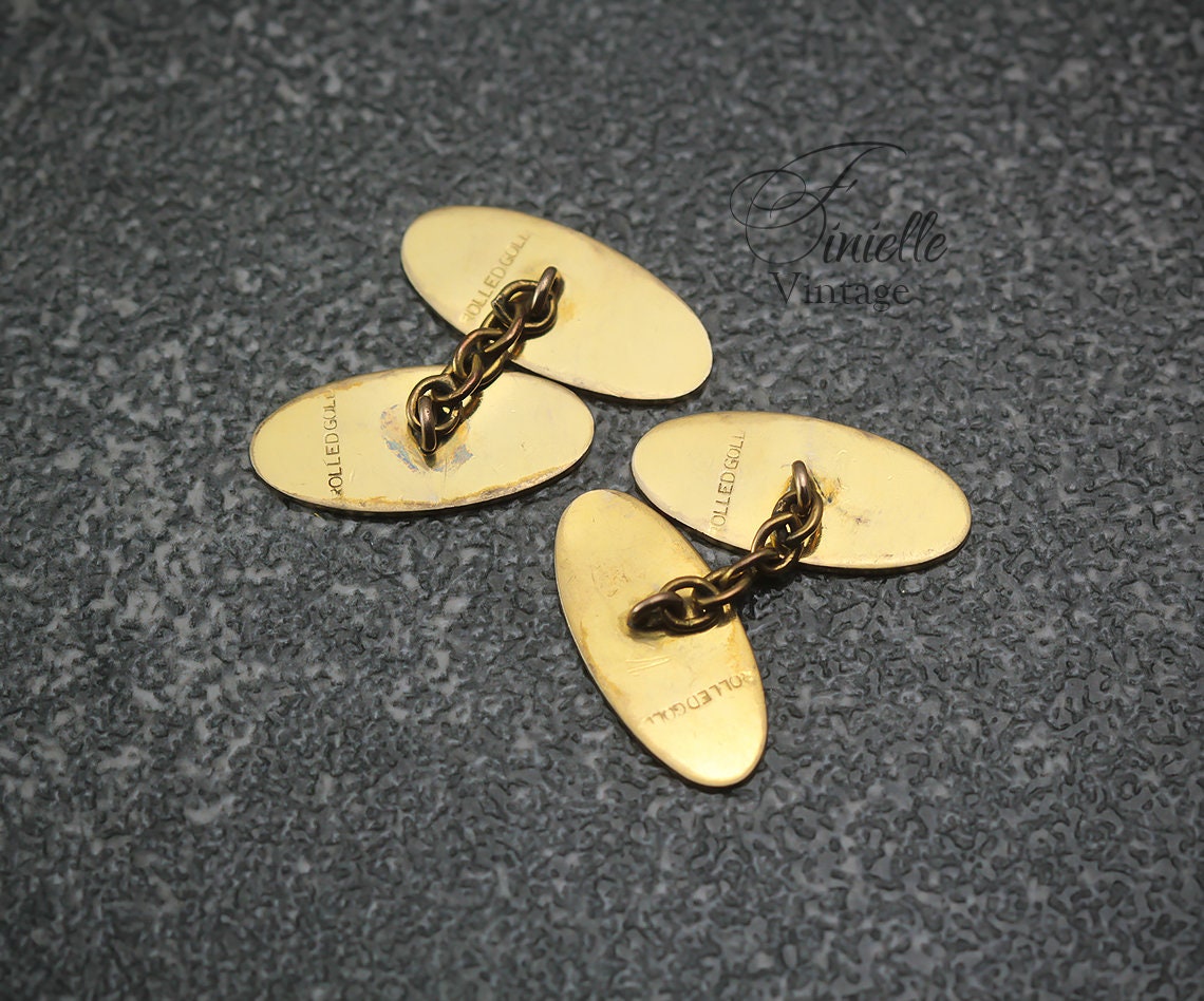 Vintage 1980s Men’s Rolled Gold Cuff Links, Gift for Him, Men Suit Accessory, Yellow Tone Vintage Jewelry Jewellery