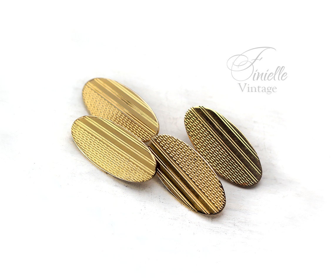 Vintage 1980s Men’s Rolled Gold Cuff Links, Gift for Him, Men Suit Accessory, Yellow Tone Vintage Jewelry Jewellery