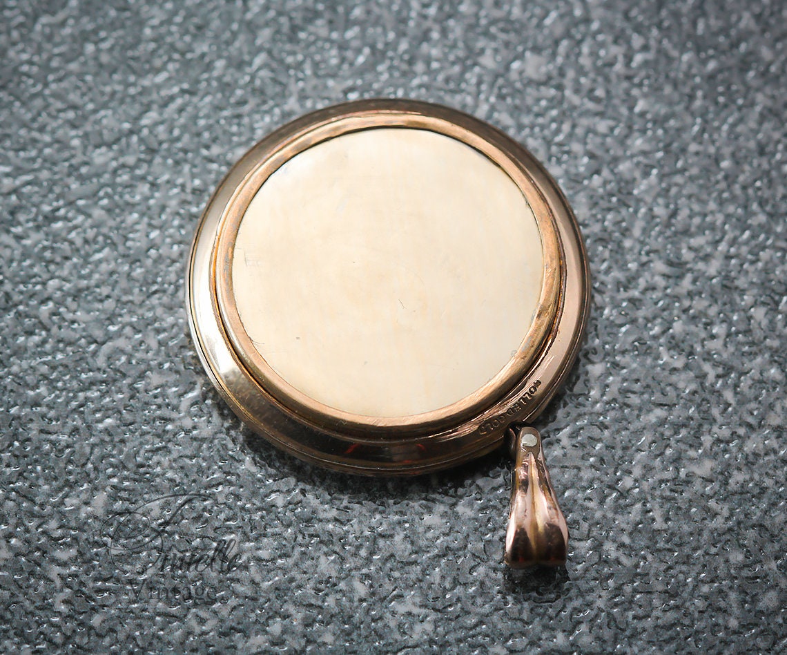 Antique Edwardian c1910 Rolled Rose Gold Micro Hand Painted Front Floral Locket Pendant, Stamped Rolled Gold, Unique Jewelry Jewellery Gift