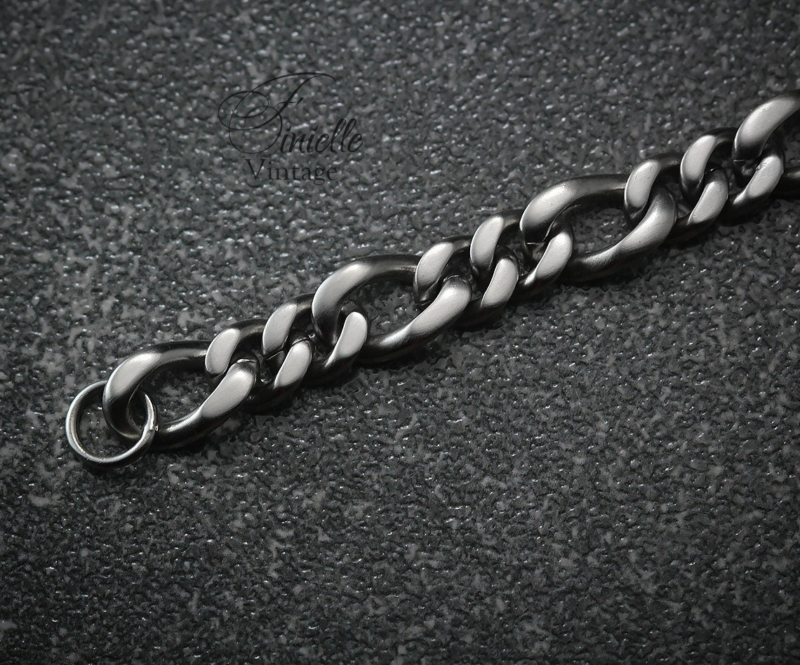 Vintage 1980s Original Ben Sherman Heavy Chunky Stainless Steel Chain Curb Men Bracelet, Silver Tone, Gift Jewelry Jewellery for Him