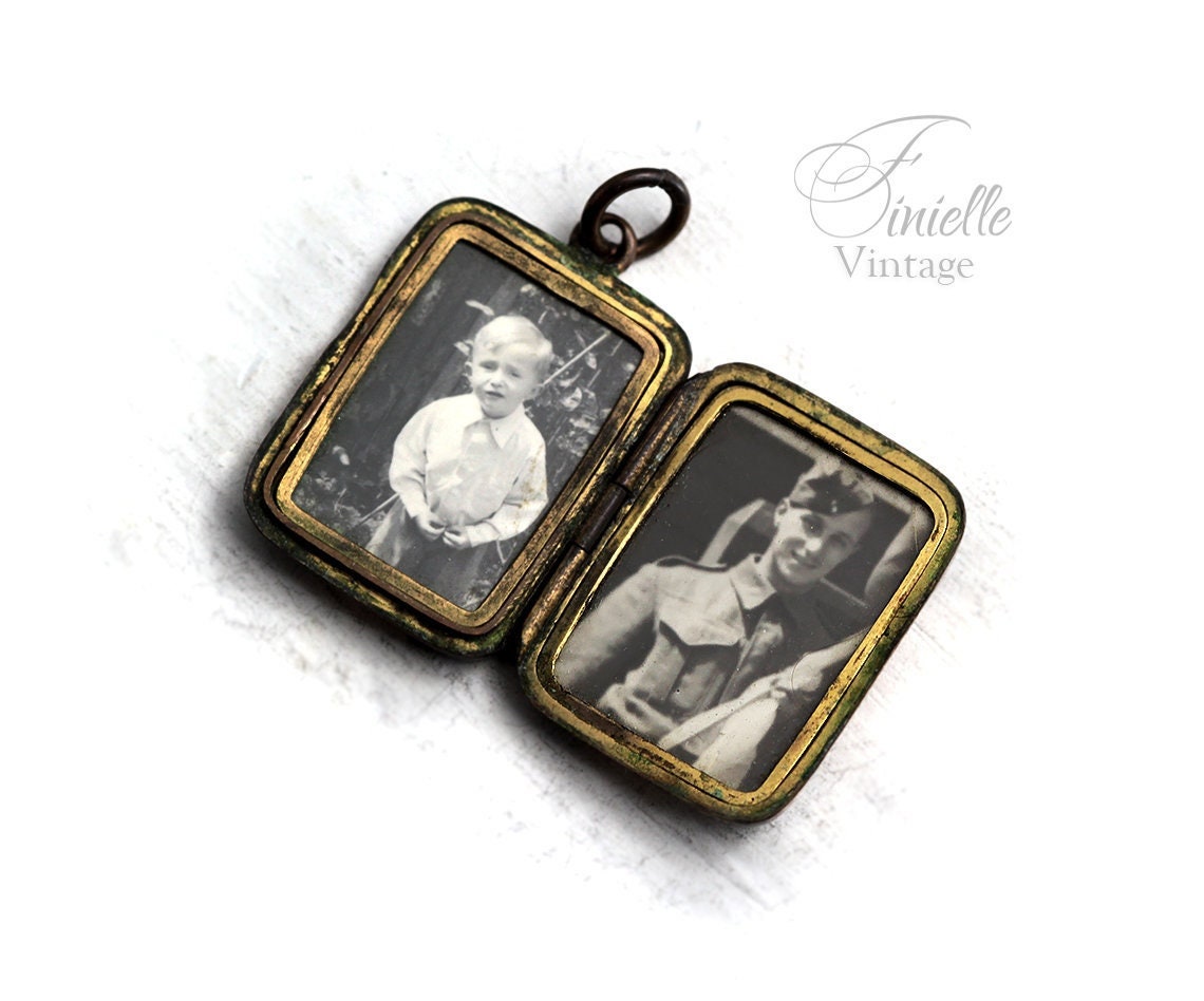 Antique c1910s British Edwardian Double Photo Locket Pendant, Rose Gold Filled, Floral Engraved, Antique Patina, Unique Jewelry Jewellery