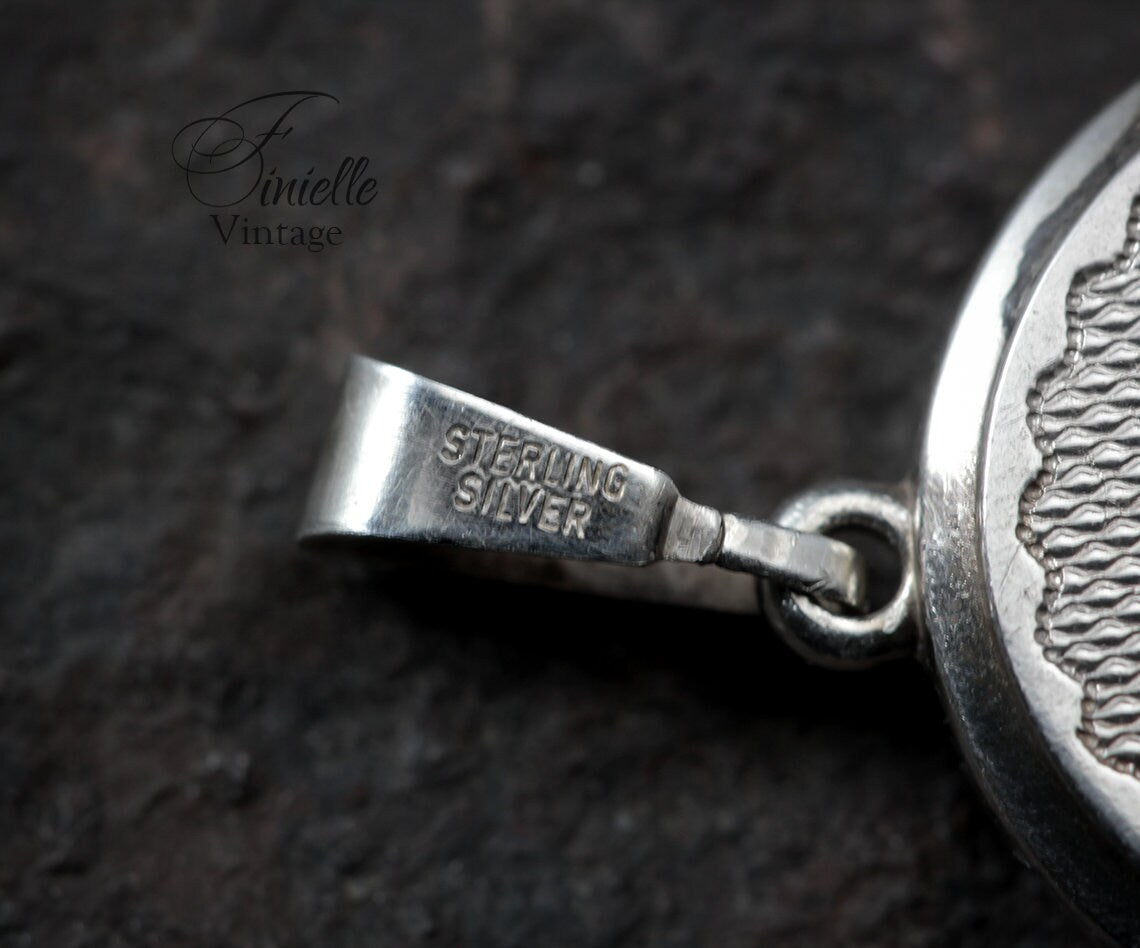 Vintage 1978 Sterling Silver Small Round 2 Photo Locket Pendant, Engraved Silver, Full Hallmarked, London, Gift for women
