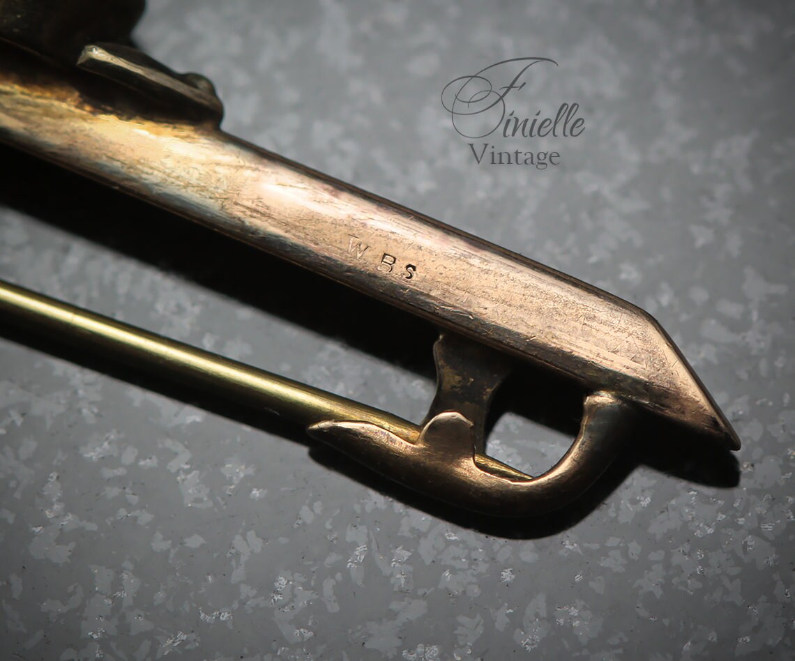 Antique c1910s-20 Edwardian Rolled Rose Gold Bar Brooch, W.BS, Natural Faceted Citrine, Unique Gift Antique Jewelry Jewellery