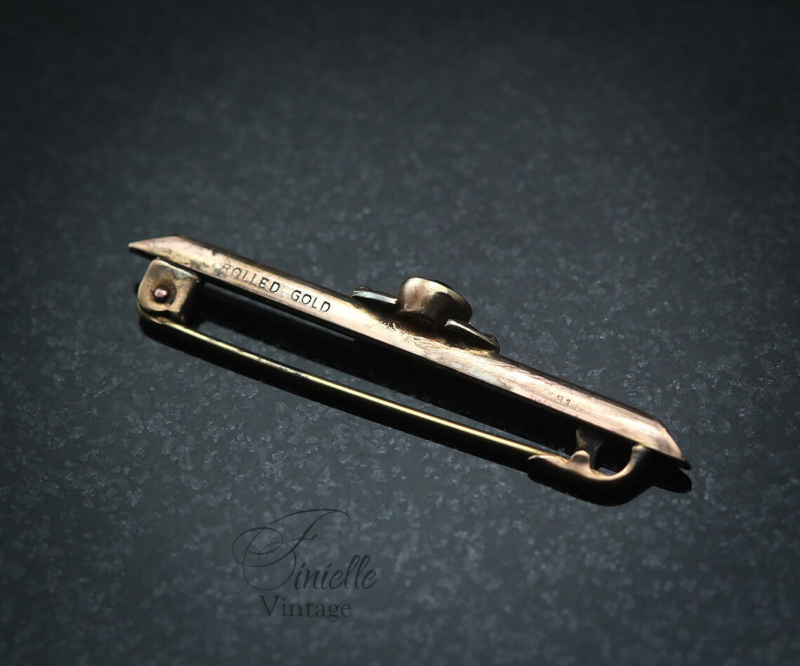 Antique c1910s-20 Edwardian Rolled Rose Gold Bar Brooch, W.BS, Natural Faceted Citrine, Unique Gift Antique Jewelry Jewellery
