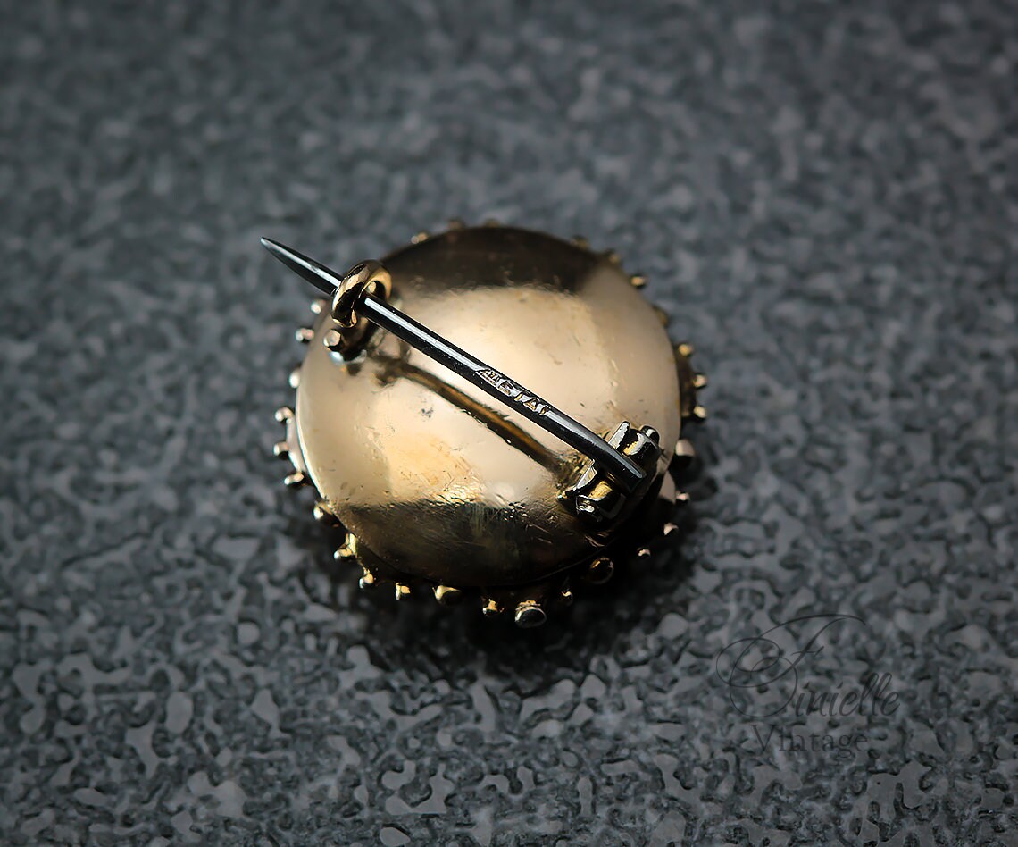 Antique Victorian 1860-1880s Etruscan Revival 9Ct Yellow Rose Gold Small Brooch Pin, Unique Gift Antique Jewelry Jewellery