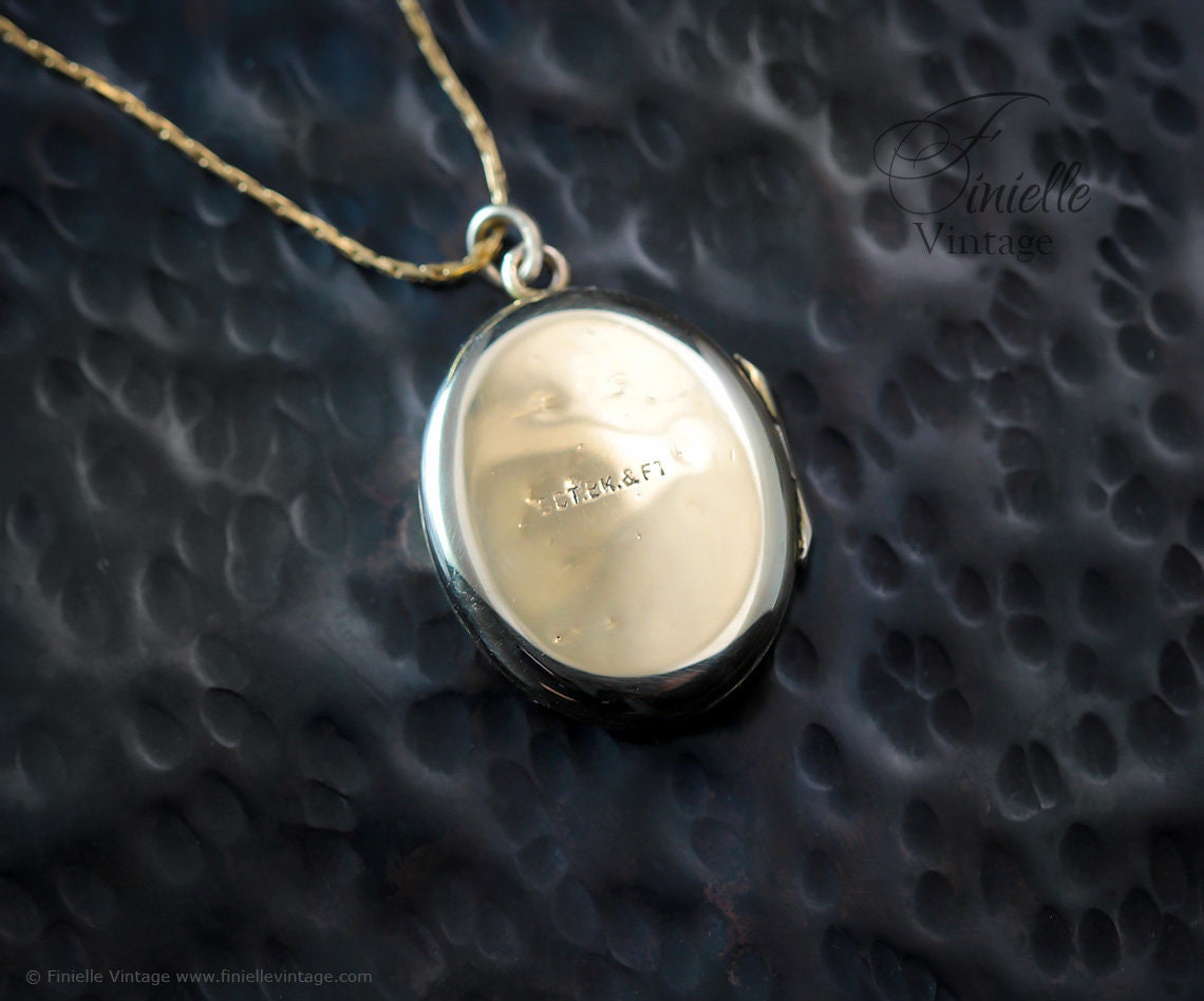 Vintage 1960s Oval 9ct Yellow Gold Photo Locket Pendant Necklace, Signed BK&FT, 14Ct Gold Filled 16" Chain, Unique Vintage Gift Jewelry