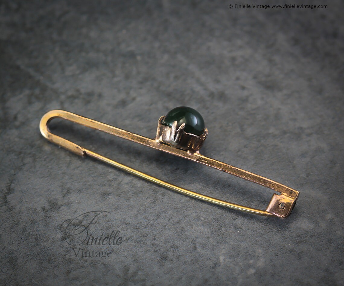 Antique Edwardian c1910, 18Ct Gold Filled Bloodstone Bar Brooch, Unique Gift Antique Jewelry Jewellery