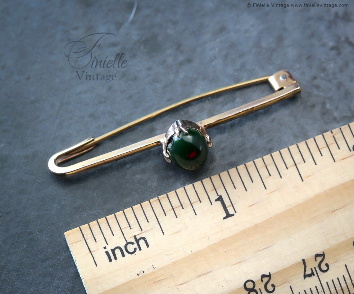 Antique Edwardian c1910, 18Ct Gold Filled Bloodstone Bar Brooch, Unique Gift Antique Jewelry Jewellery