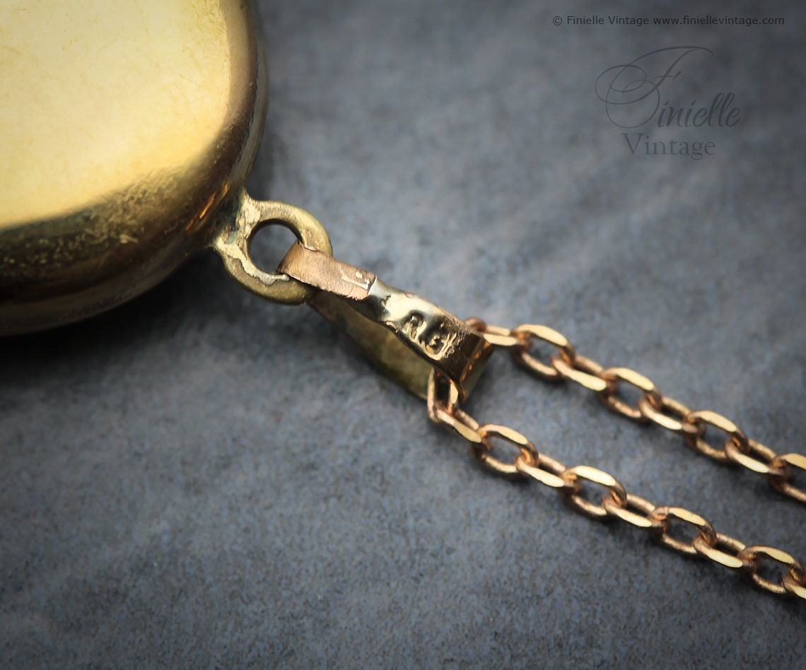 Vintage 1960s 12Ct Rolled Gold Engraved Ornate Oval Shape 2 Photo Locket Pendant, 20" Necklace, Gold Plated Brass Chain