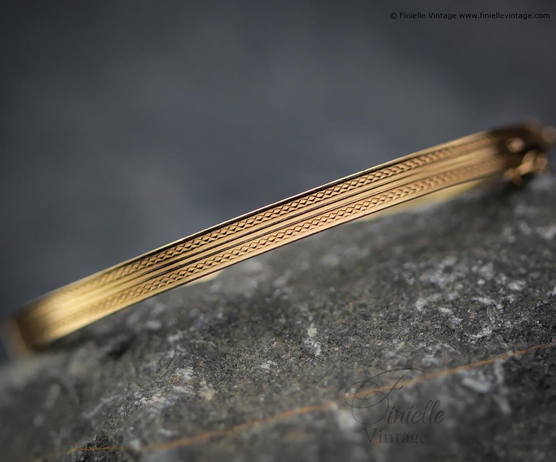 Vintage 1950s, LW&G, Lagarmic 9Ct Gold and Bronze Core Bangle Bracelet, Women's Bracelet, Gold Tone, Unique Vintage Jewellery Jewelry Gift