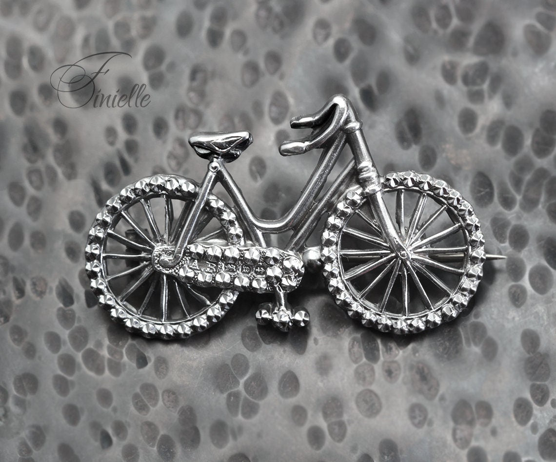 Victorian 1896 Sterling Silver, Hallmarked Bicycle Brooch, Antique Vintage Jewelry, Rare item, Gift for Women