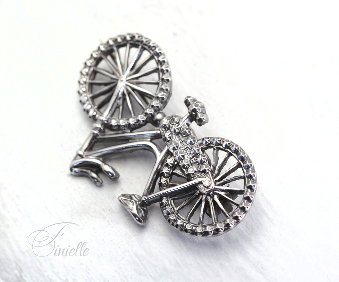 Victorian 1896 Sterling Silver, Hallmarked Bicycle Brooch, Antique Vintage Jewelry, Rare item, Gift for Women