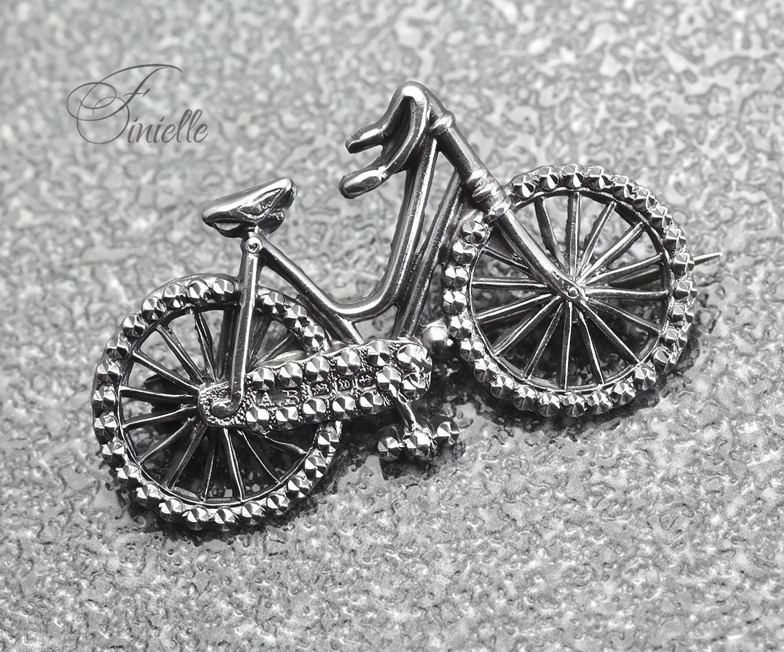 Victorian 1896 Sterling Silver, Hallmarked Bicycle Brooch, Antique Vintage Jewelry, Rare item, Gift for Women