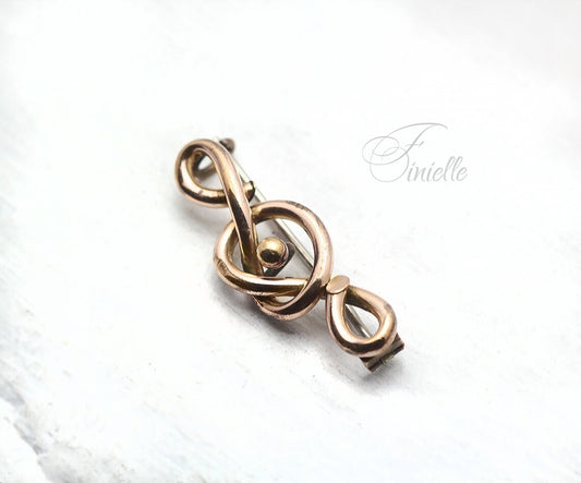 Antique Victorian Rolled Rose Gold, Eternal Love Celtic Style Love Knot Small Brooch, Gold-tone Vintage Jewellery, Jewelry, Gift for Women