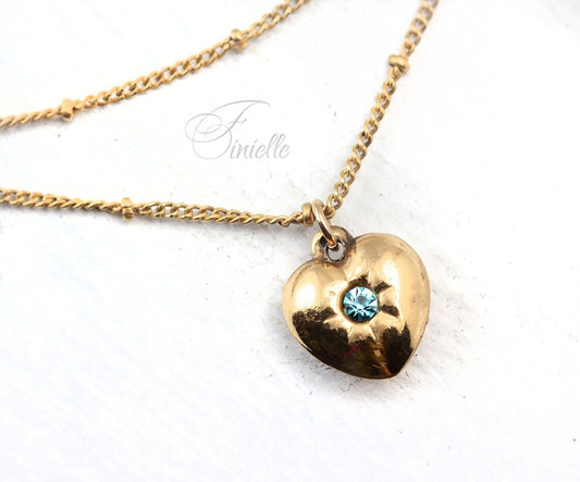 Rolled Gold Antique Vintage Original 1880-1910 Victorian Edwardian Era | Heart Love Charm Pendant Necklace | Gold Plated Chain, Unique Gift