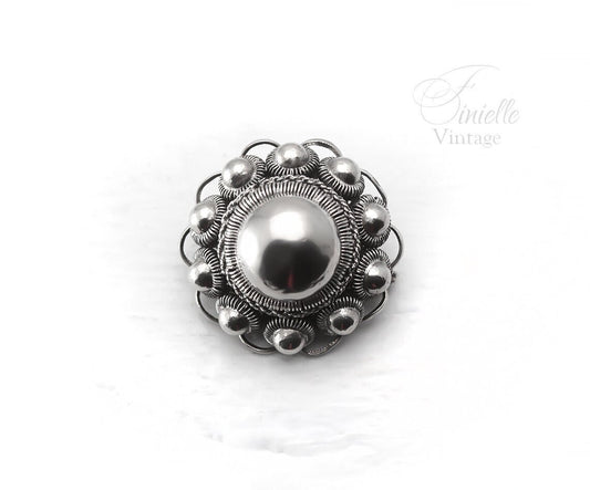 Sterling Silver Antique Vintage 1910-1940s Dutch Zeeland Knop Knoop Button Brooch Pin | Filigree Elegant | Exquisite Jewelry Jewellery